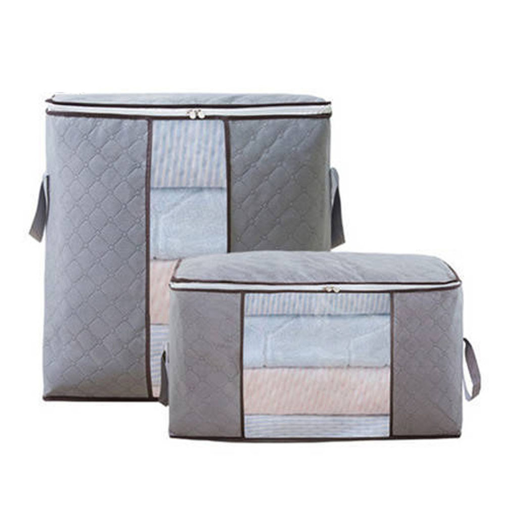 2PC Clothes Quilt Collecting Case Non-Woven Fabric With Zipper Moisture-proof Transparent Window