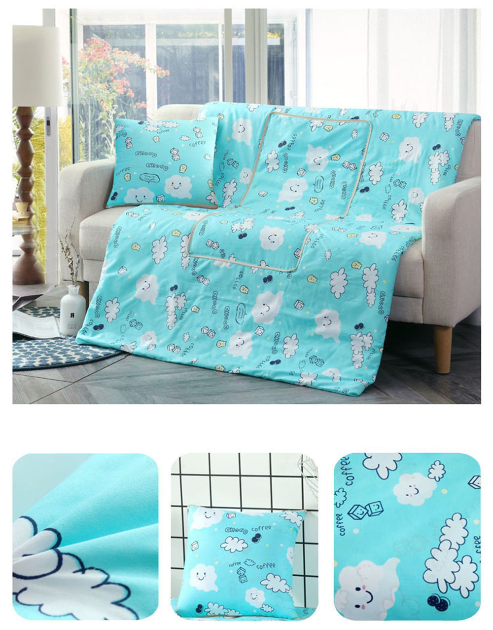 2 in 1 Multifunction Gift Decorative Sofa Car Throw Pillow Foldable Dual-use Pillow Quilt