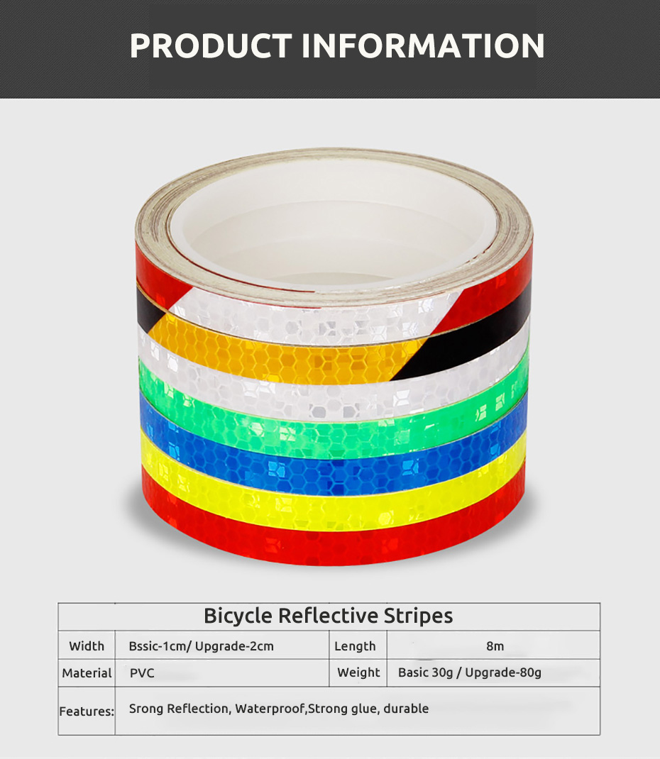 Mountain Bike Reflective Stickers Fluorescent Strips Luminous Reflectors Stickers Decoration