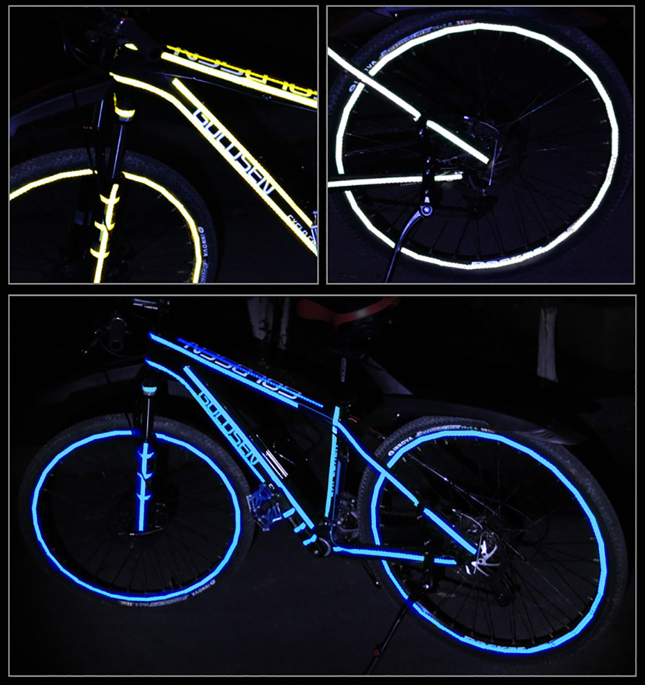 Mountain Bike Reflective Stickers Fluorescent Strips Luminous Reflectors Stickers Decoration