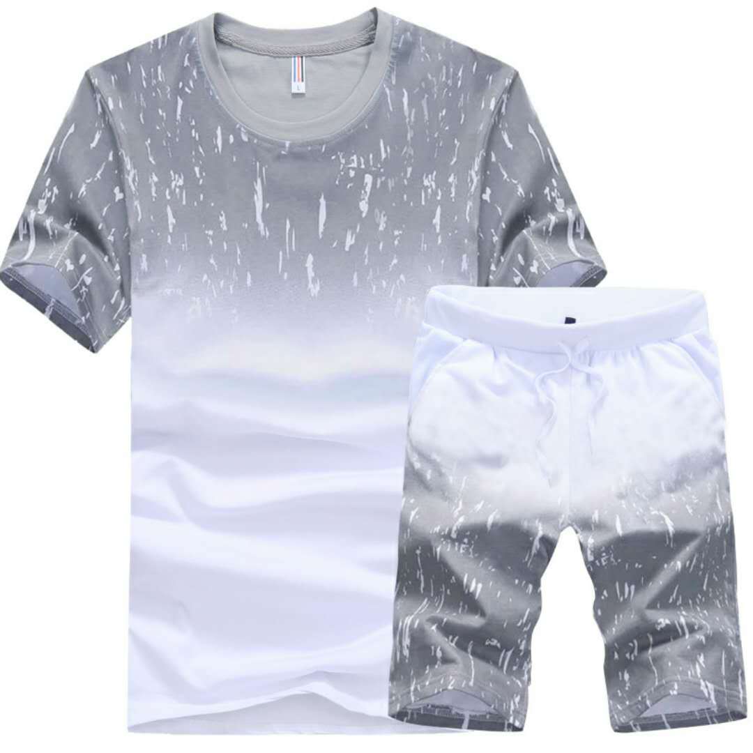 Summer Leisure Sports Version Cotton Short-Sleeved Five-Point Pants Two-Piece Suit.