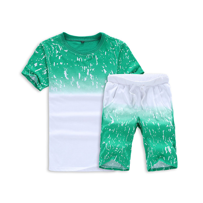 Summer Leisure Sports Version Cotton Short-Sleeved Five-Point Pants Two-Piece Suit.