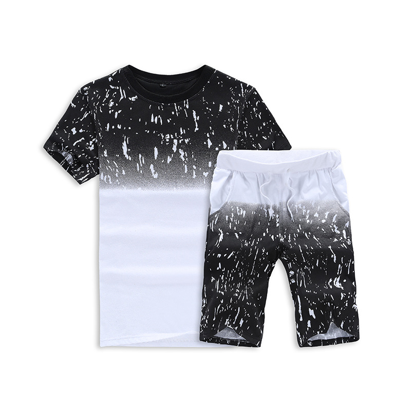 Summer Leisure Sports Version Cotton Short-Sleeved Five-Point Pants Two-Piece Suit.