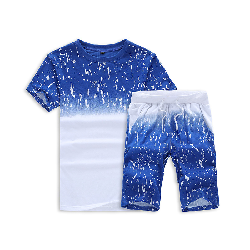 Summer Leisure Sports Version Cotton Short-Sleeved Five-Point Pants Two-Piece Suit.