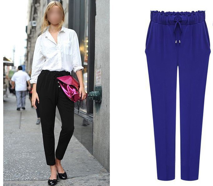 Fashion Chiffon Pants Casual Harem Pants Elastic Waist Plus Size Women Pantalones Harem Pants