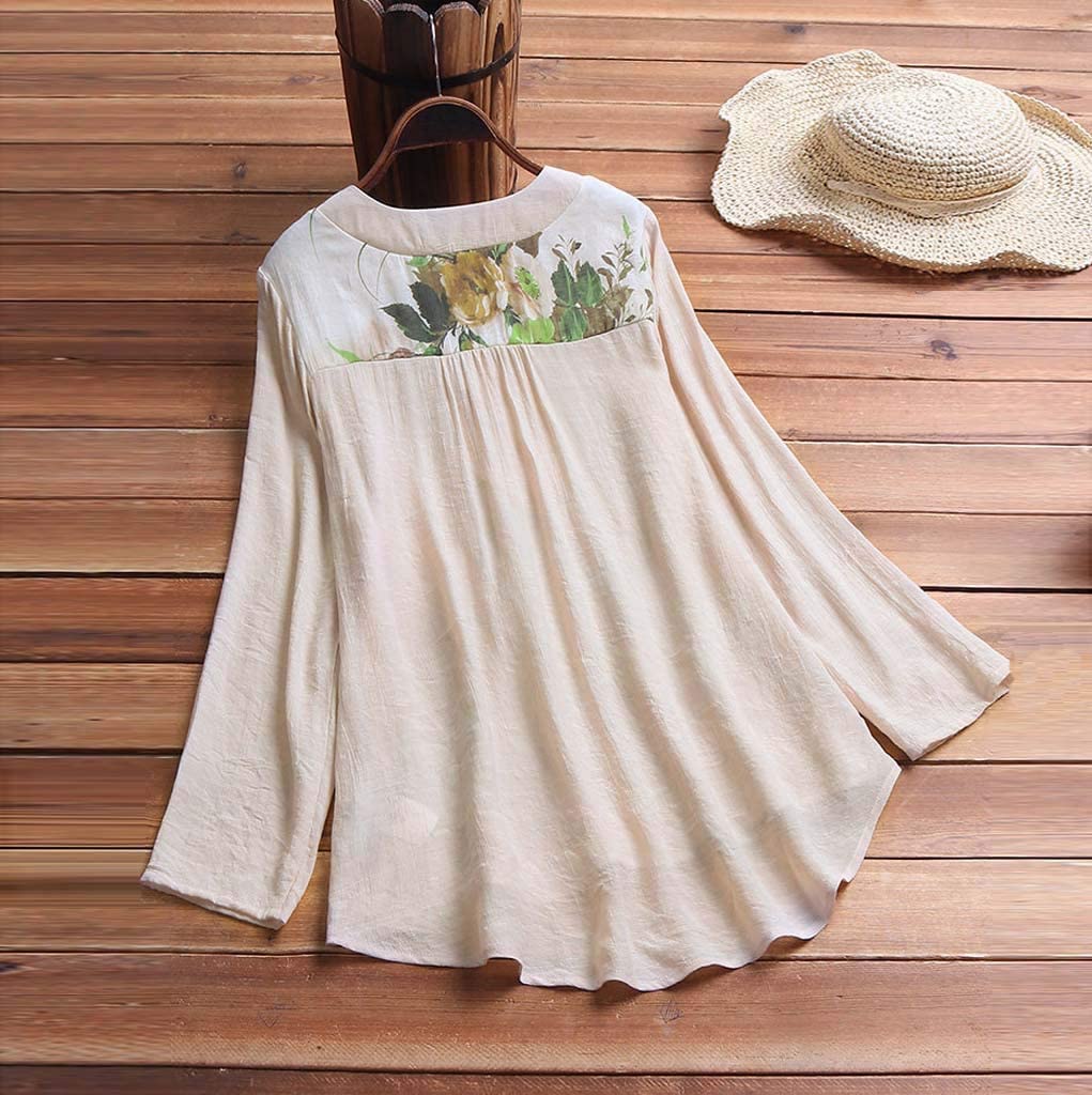 Women Long Sleeve Blouse T-Shirt  Ladies Vintage V-Neck Mini Dress Tops