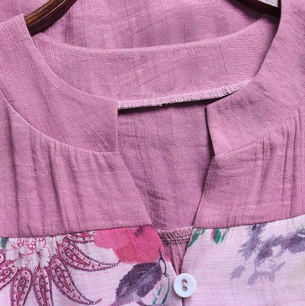Women Long Sleeve Blouse T-Shirt  Ladies Vintage V-Neck Mini Dress Tops