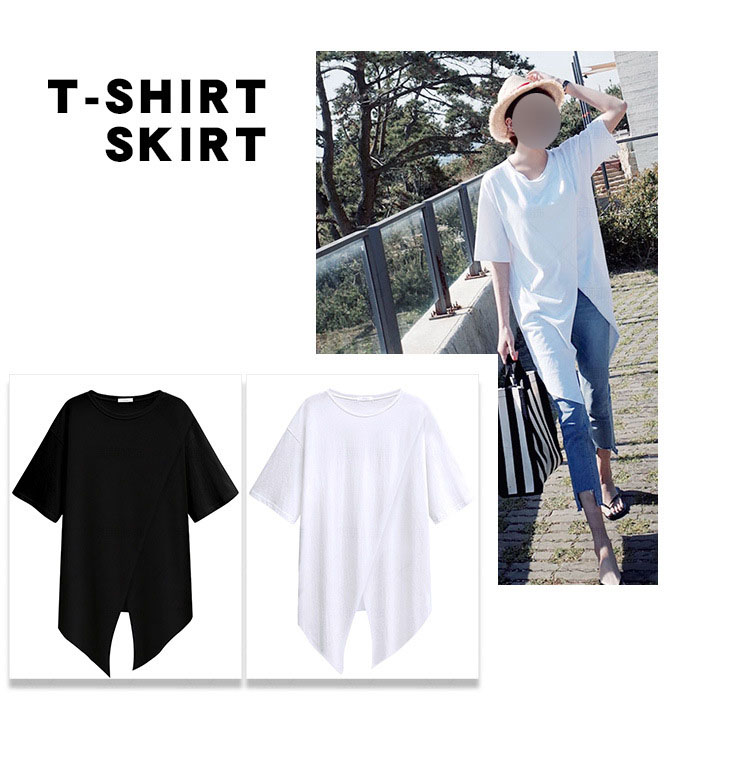 Short-Sleeved Women's New Top Loose Front Split Mid-Length Large Size Half-Sleeved T-Shirt Summer.