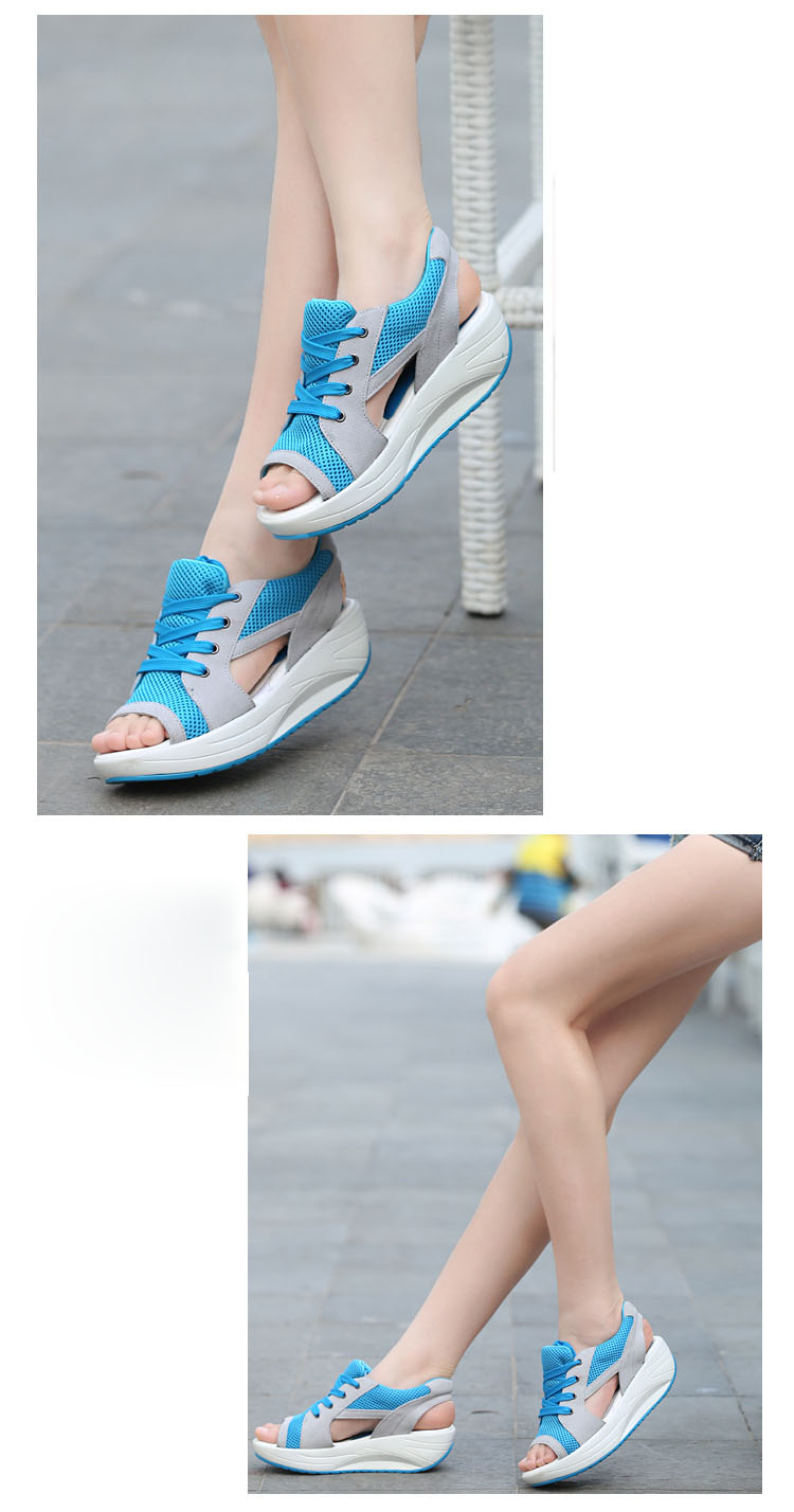 Sponge Shoes Increased Wedge Heel Breathable Rocking Shoes Sports Casual Women's Shoes.