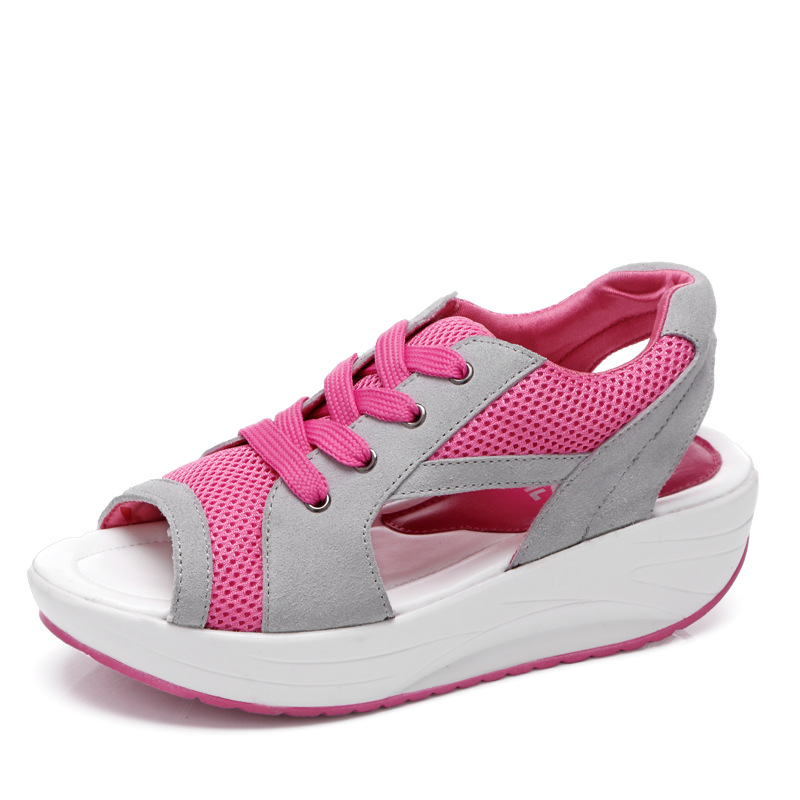 Sponge Shoes Increased Wedge Heel Breathable Rocking Shoes Sports Casual Women's Shoes.