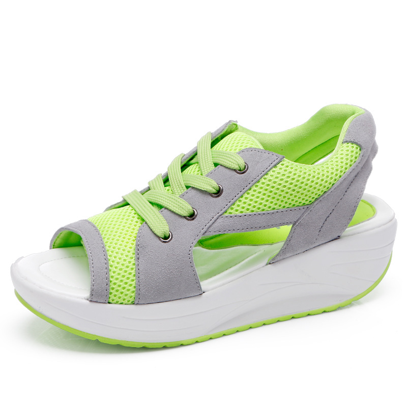 Sponge Shoes Increased Wedge Heel Breathable Rocking Shoes Sports Casual Women's Shoes.
