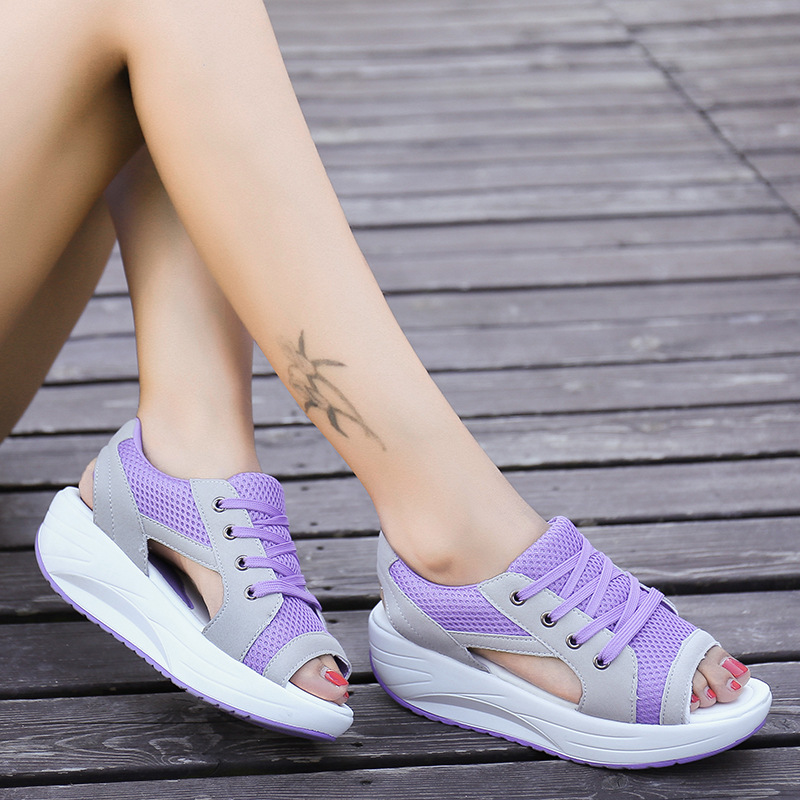 Sponge Shoes Increased Wedge Heel Breathable Rocking Shoes Sports Casual Women's Shoes.
