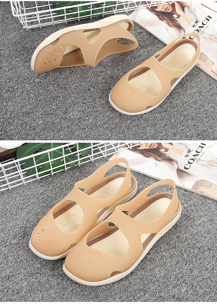Sandals New Wild Non-Slip Soft Bottom Baotou Beach Hole Shoes Plastic Sandals Female Summer.