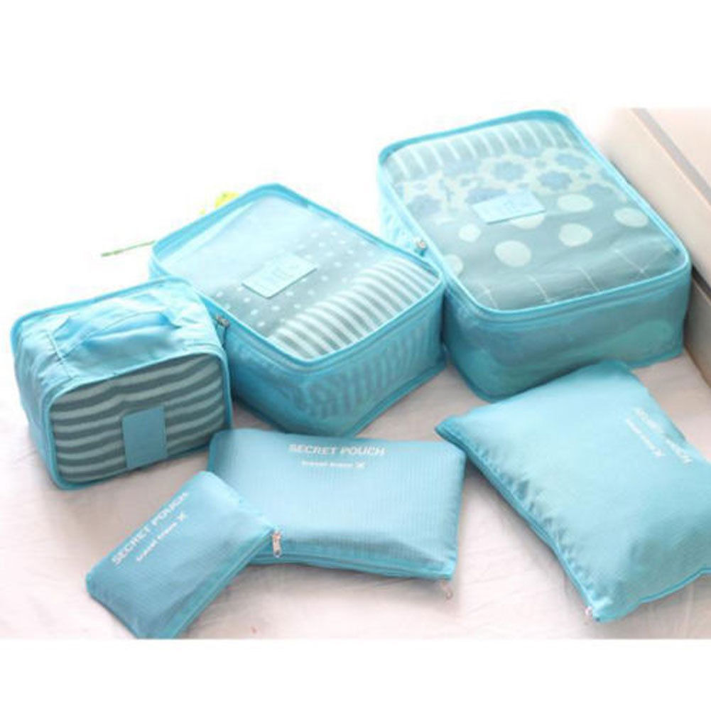 Hot Selling 6Pcs Travel Clothes Storage Bags Luggage Organizer Pouch Packing Cube