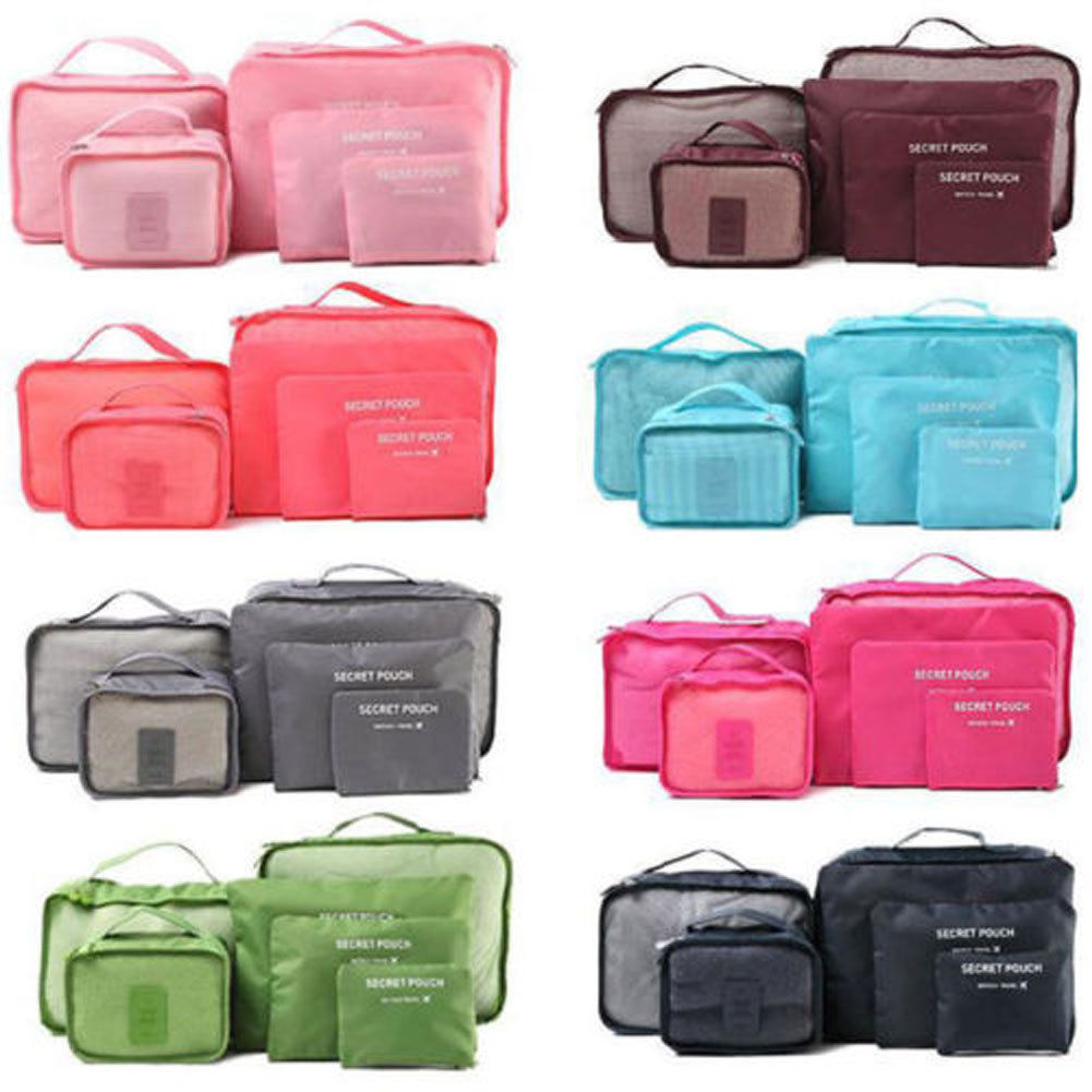 Hot Selling 6Pcs Travel Clothes Storage Bags Luggage Organizer Pouch Packing Cube