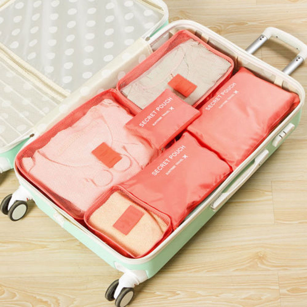 Hot Selling 6Pcs Travel Clothes Storage Bags Luggage Organizer Pouch Packing Cube
