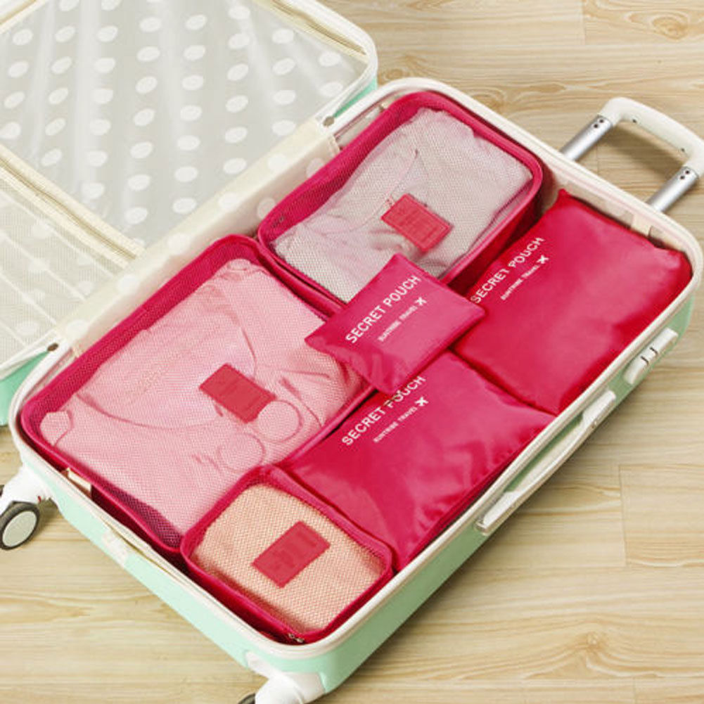 Hot Selling 6Pcs Travel Clothes Storage Bags Luggage Organizer Pouch Packing Cube