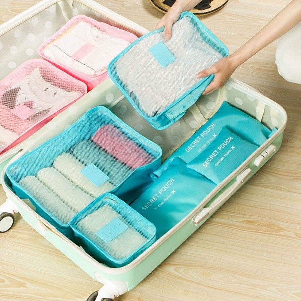 Hot Selling 6Pcs Travel Clothes Storage Bags Luggage Organizer Pouch Packing Cube