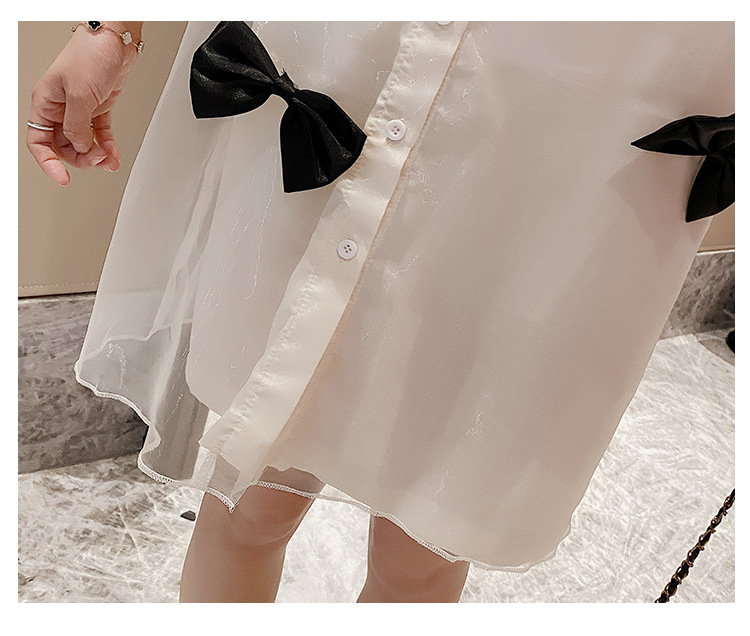 Maternity Summer Dress Western Princess Bowknot Skirt Mid-Length Aging Age Mesh Dress