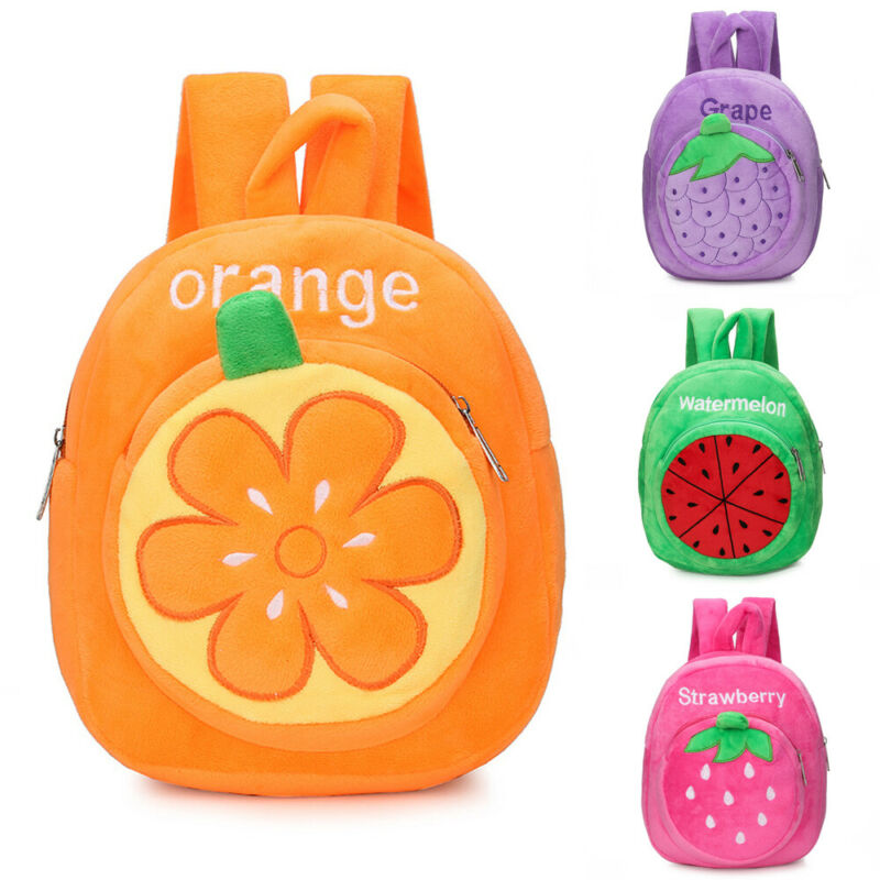 Baby Strawberry Fruits Soft Backpack Cartoon Plush Book Bag Children Cute Fruits Schoolbags