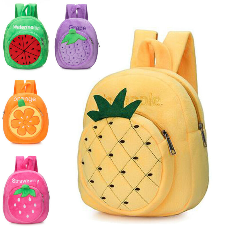 Baby Strawberry Fruits Soft Backpack Cartoon Plush Book Bag Children Cute Fruits Schoolbags