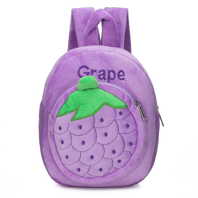 Baby Strawberry Fruits Soft Backpack Cartoon Plush Book Bag Children Cute Fruits Schoolbags