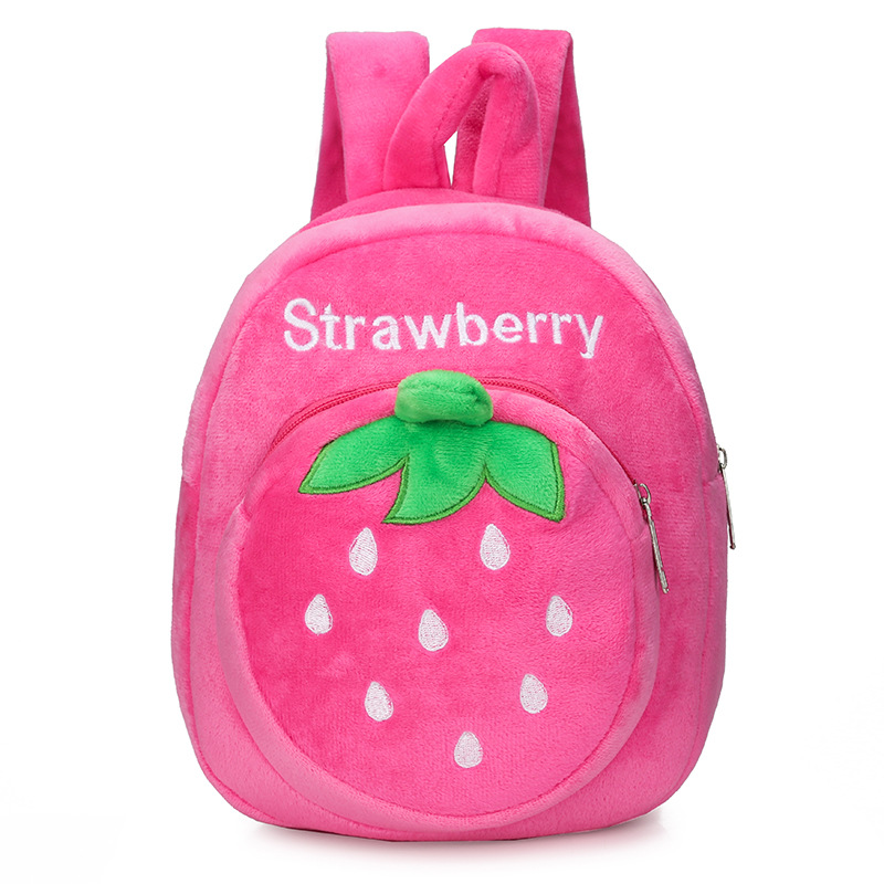 Baby Strawberry Fruits Soft Backpack Cartoon Plush Book Bag Children Cute Fruits Schoolbags