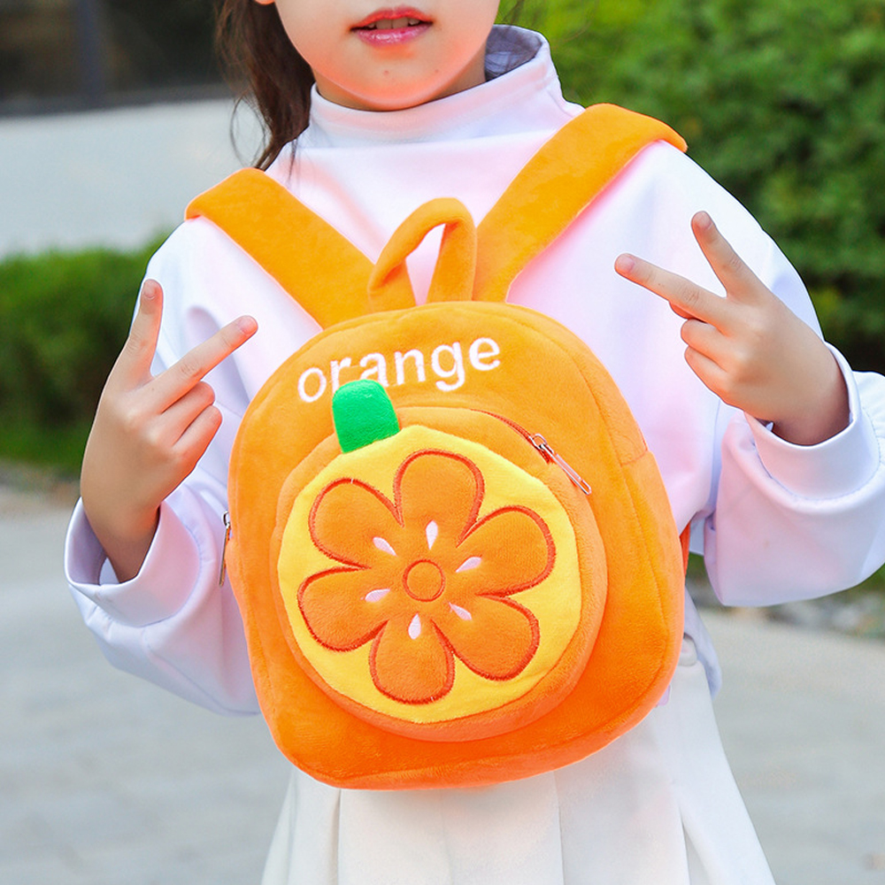 Baby Strawberry Fruits Soft Backpack Cartoon Plush Book Bag Children Cute Fruits Schoolbags