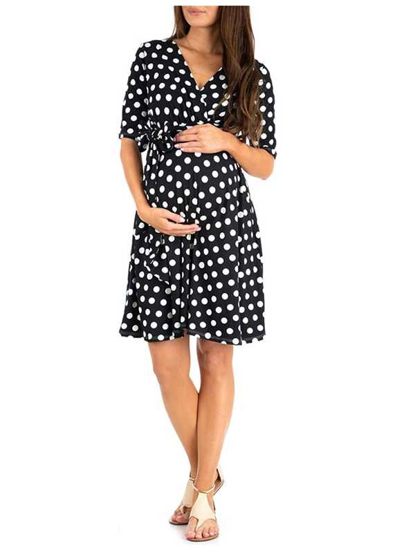 Women's Summer New Polka Dot Printed Maternity Dress.
