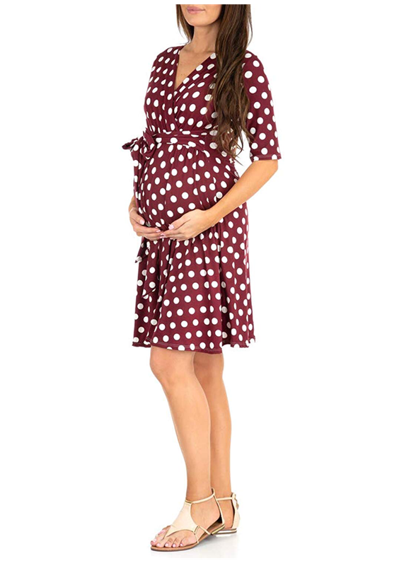 Women's Summer New Polka Dot Printed Maternity Dress.