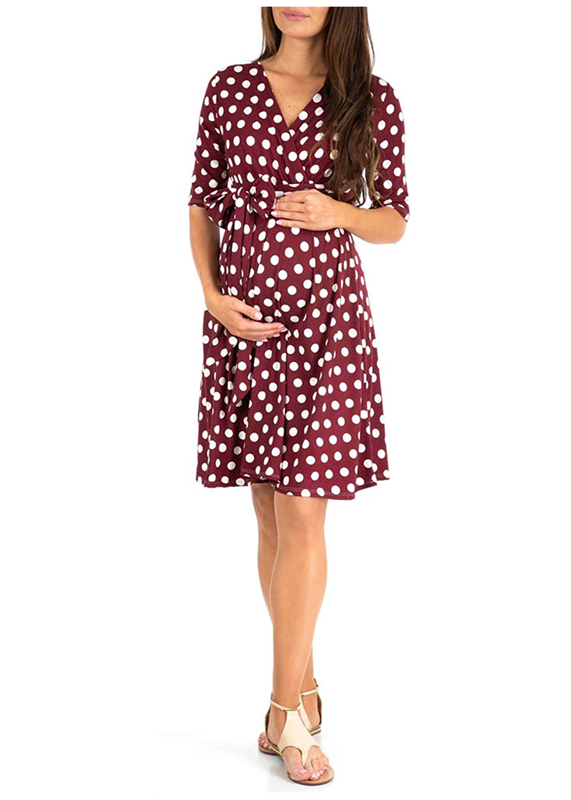 Women's Summer New Polka Dot Printed Maternity Dress.