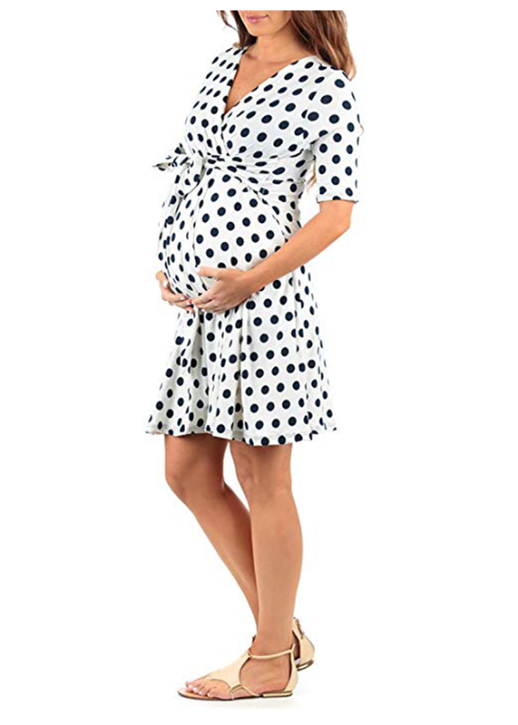 Women's Summer New Polka Dot Printed Maternity Dress.
