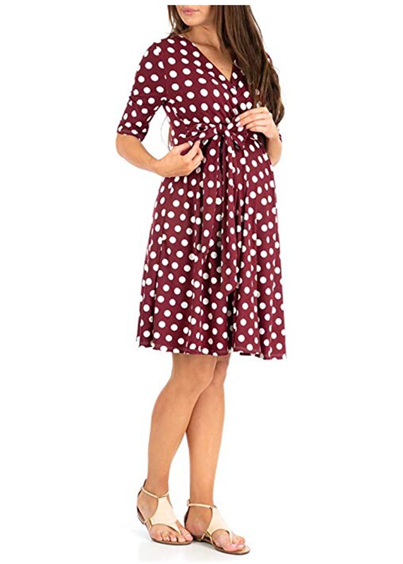 Women's Summer New Polka Dot Printed Maternity Dress.
