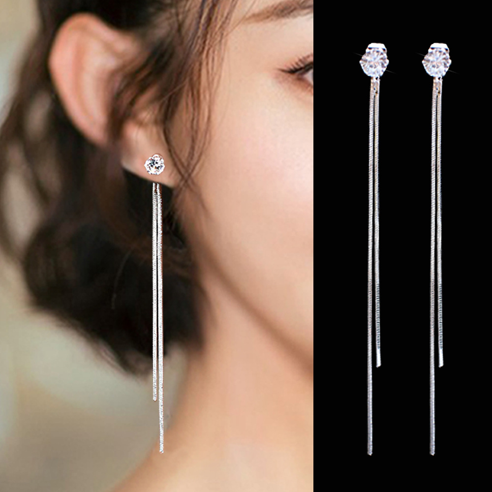 New Crystal Tassel Gold Color Dangle Earrings for Women Wedding Drop Earing Fashion Jewelry Gifts