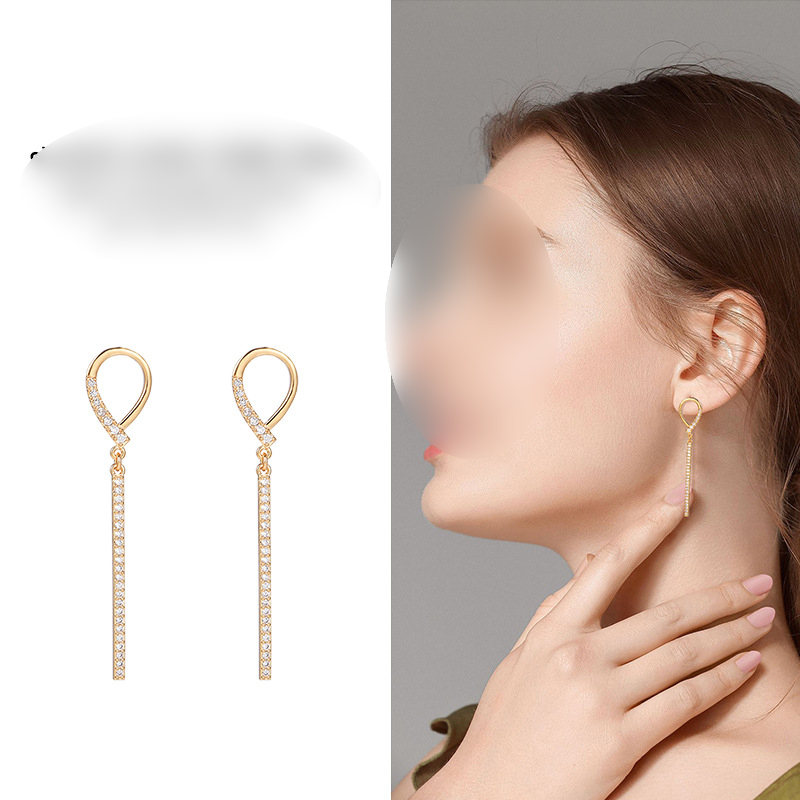 New Crystal Tassel Gold Color Dangle Earrings for Women Wedding Drop Earing Fashion Jewelry Gifts