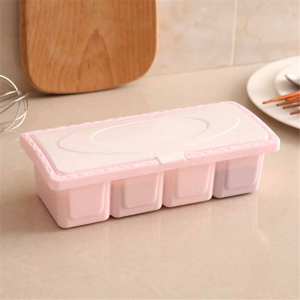 4 Piece/Set Wheat Straw Plastic Seasoning Jar Set Kitchen Condiment Box