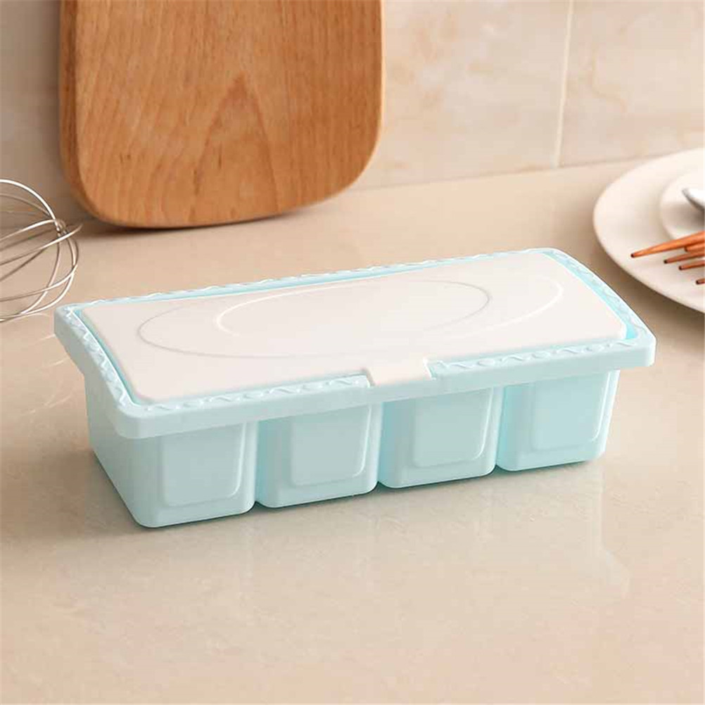 4 Piece/Set Wheat Straw Plastic Seasoning Jar Set Kitchen Condiment Box