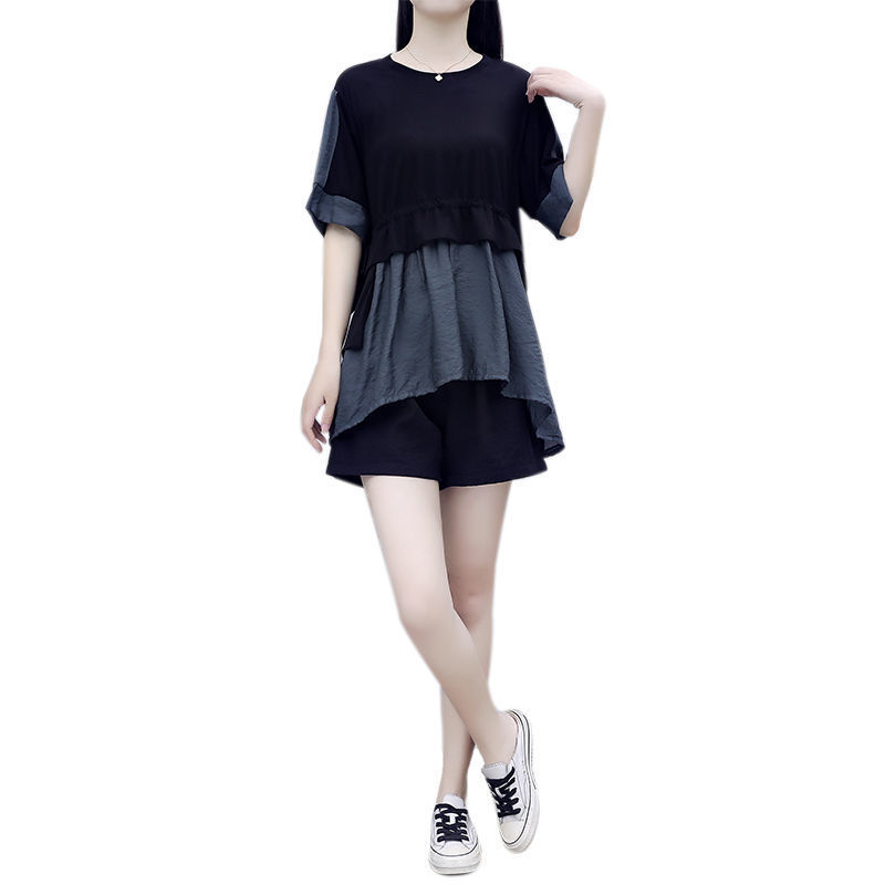 Casual Fashion Plus Size Women's Loose Shorts Style Thin Two-piece Suit