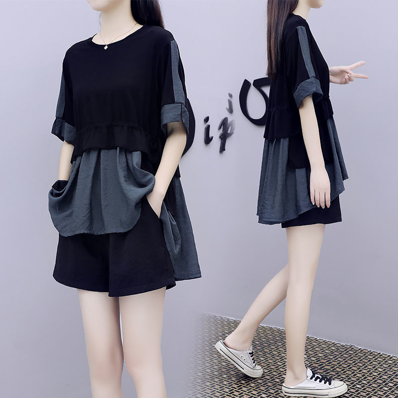 Casual Fashion Plus Size Women's Loose Shorts Style Thin Two-piece Suit