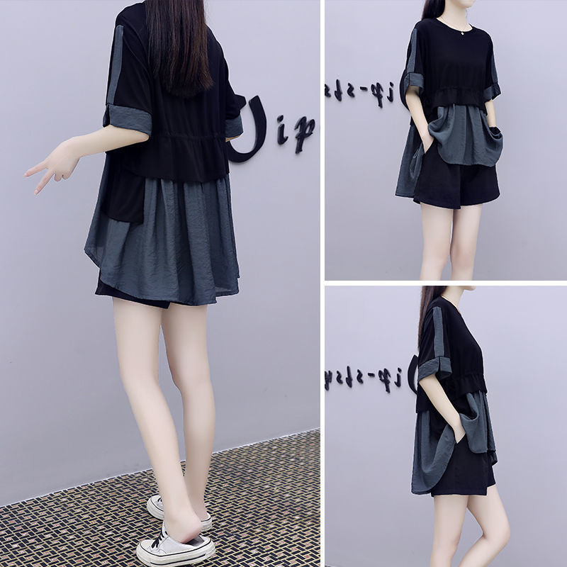 Casual Fashion Plus Size Women's Loose Shorts Style Thin Two-piece Suit