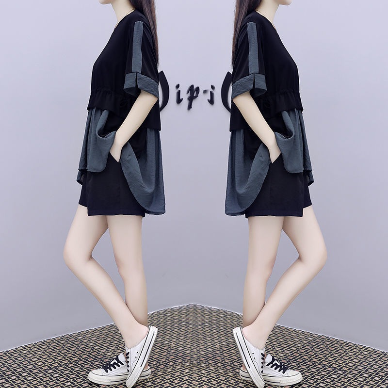 Casual Fashion Plus Size Women's Loose Shorts Style Thin Two-piece Suit