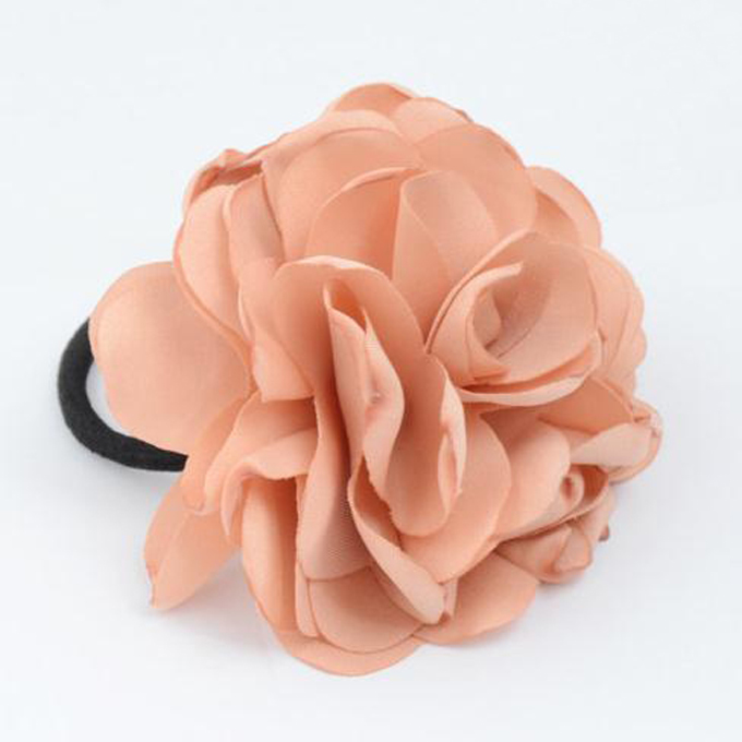 New Women Hair Accessories Simulation Flower Rubber Band Camellia Rose Attached to Elastic Hair