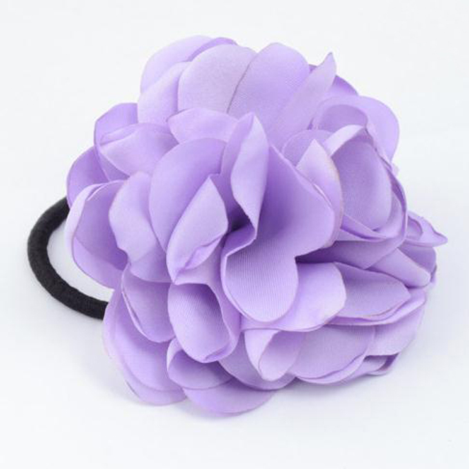 New Women Hair Accessories Simulation Flower Rubber Band Camellia Rose Attached to Elastic Hair