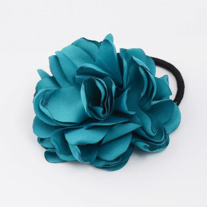 New Women Hair Accessories Simulation Flower Rubber Band Camellia Rose Attached to Elastic Hair