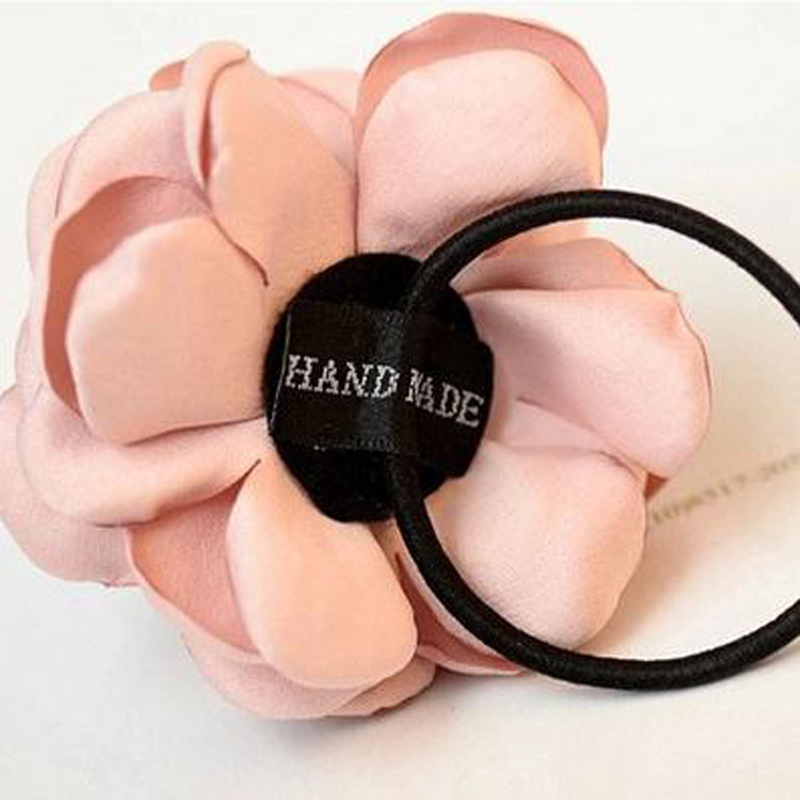New Women Hair Accessories Simulation Flower Rubber Band Camellia Rose Attached to Elastic Hair