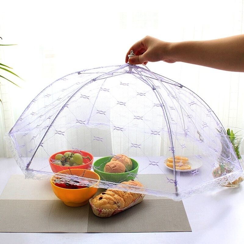 Foldable Mesh Lace Food Cover Anti-fly Mosquito Food Cover Kitchen Tools Table Decoration