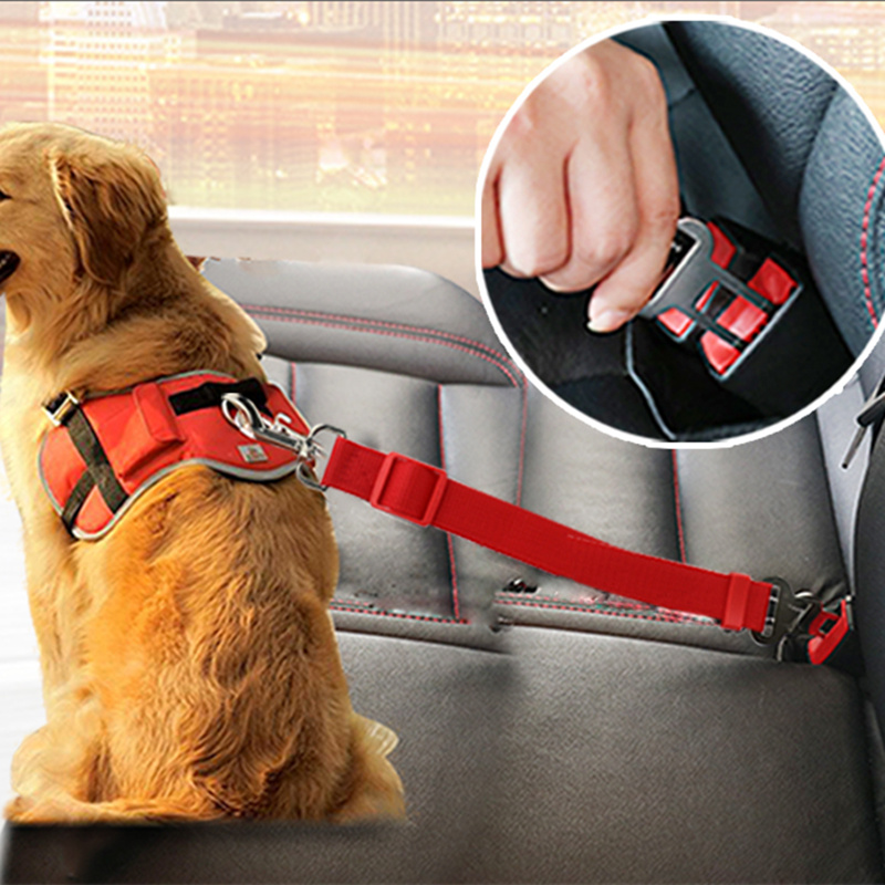 2PC Random Pet Dog Cat Car Seat Belt Adjustable Harness Seatbelt Lead Leash Travel Pet Supplies