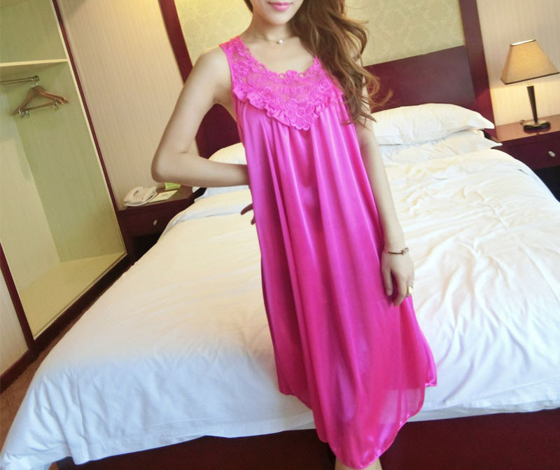 Large Sexy Night Dress Ice Silk Satin Sleepwear Female Nightgown Women Sleeping Dresses Plus Size