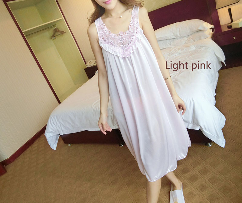 Large Sexy Night Dress Ice Silk Satin Sleepwear Female Nightgown Women Sleeping Dresses Plus Size
