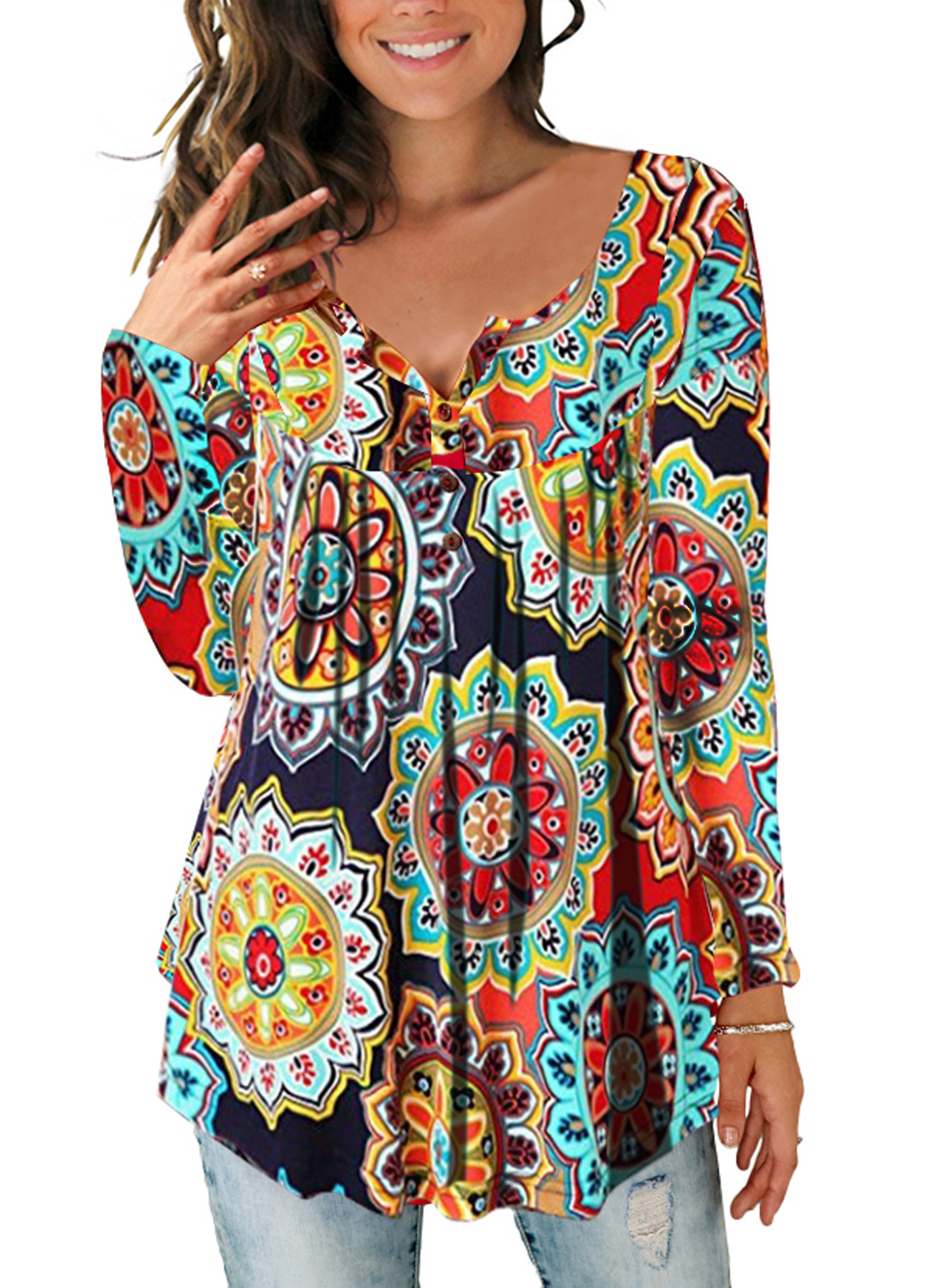 Explosive Sexy Printed Casual Button Top Ladies Summer.